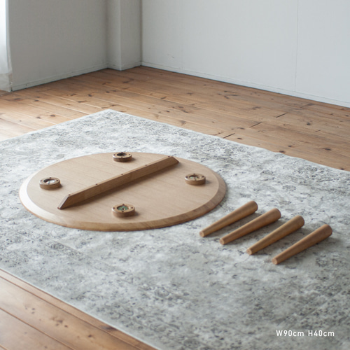 オーク材のラウンドローテーブル［3サイズ 70cm 80cm 90cm] 高さ選択