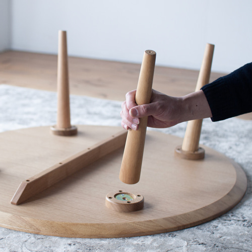 オーク材のラウンドローテーブル［3サイズ 70cm 80cm 90cm] 高さ選択