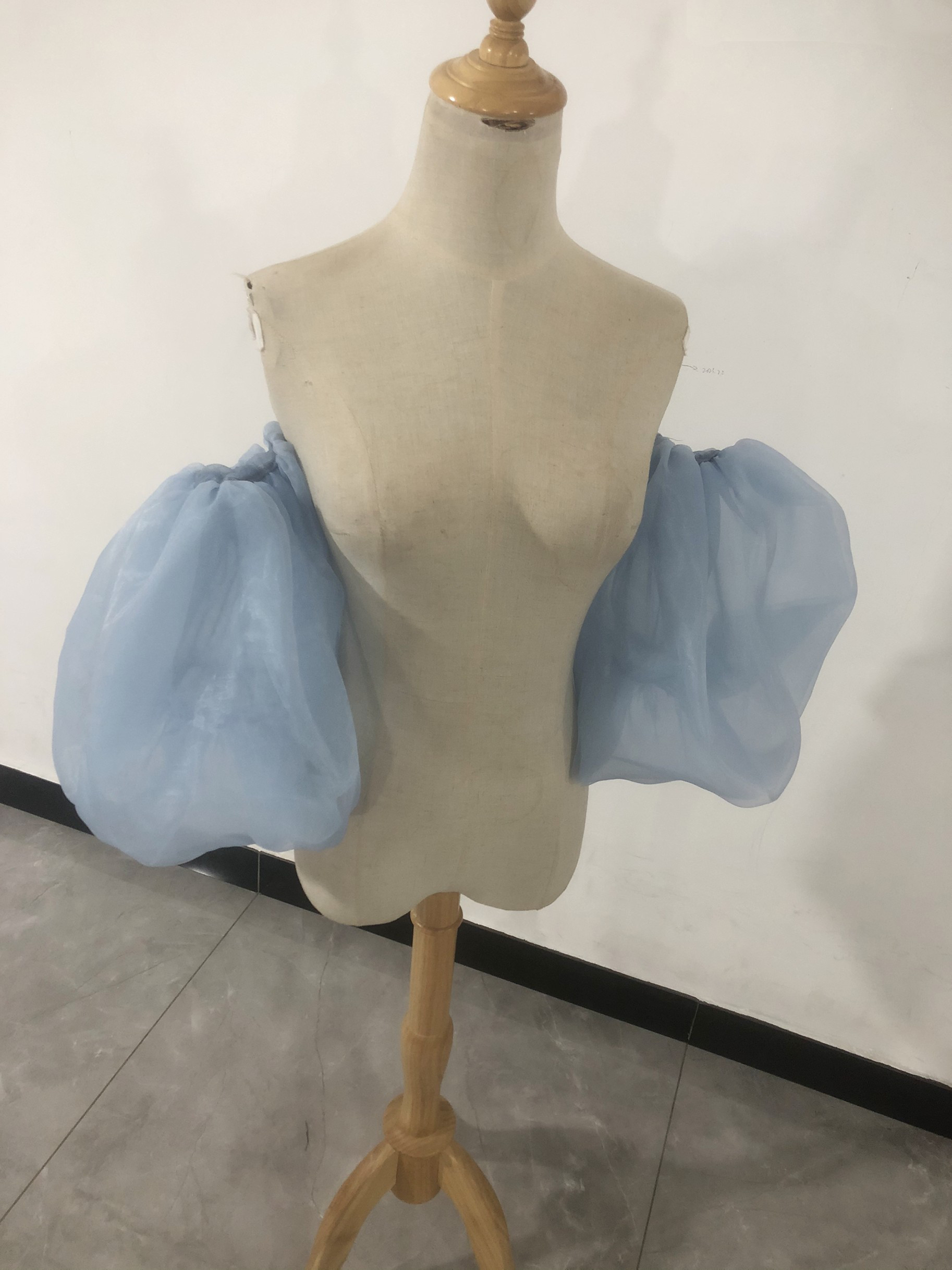 大人気上昇 取り外し袖 ブルー ショルダーの付け袖 パフスリーブ オーダー可能