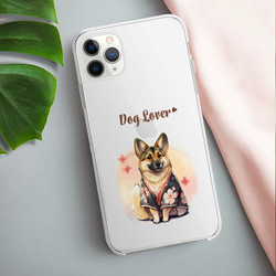 【 晴れ着姿の ジャーマンシェパード 】 スマホケース　クリアソフトケース　犬　犬グッズ　プレゼント　アンドロイド対応 3枚目の画像