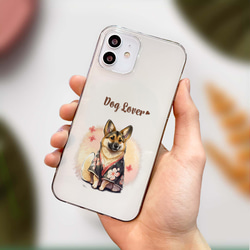 【 晴れ着姿の ジャーマンシェパード 】 スマホケース　クリアソフトケース　犬　犬グッズ　プレゼント　アンドロイド対応 4枚目の画像