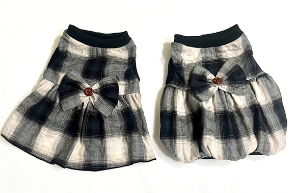 犬服ハンドメイド＊タータンチェックなバルーンタンク 犬服ハンドメイド＊タータンチェックなバルーンタンク