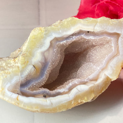 レース瑪瑙 ピンクアメジスト アゲート ジオード 晶洞 原石 その他置物