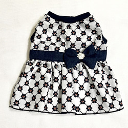 デニム 花柄刺繍 ワンピース 犬服
