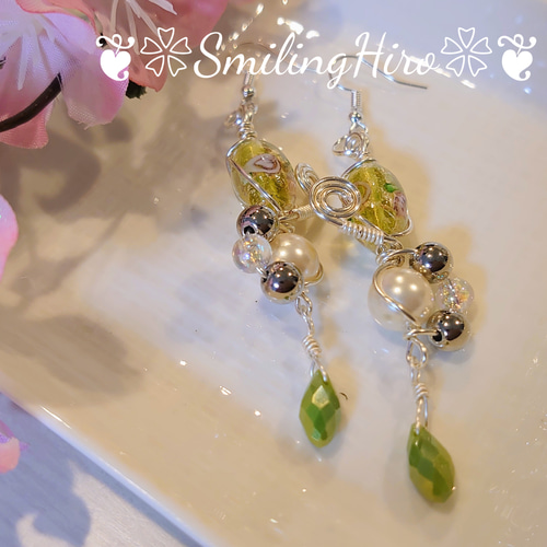 【for ばにょりん様】アフガナイト　ワイヤーラッピング　イヤリング ワイヤーラッピングピアス ピアス（フック・チェーン） ℋ𝒶𝓇𝓊🌷 通販