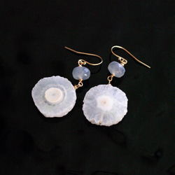 Spring White / Solar &amp; Moon (earring) 太陽能石英和月光石耳環 第4張的照片