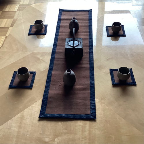 手織りの椅子敷き 柿渋染め 一点物 手織りの椅子敷き 柿渋染め 一点物