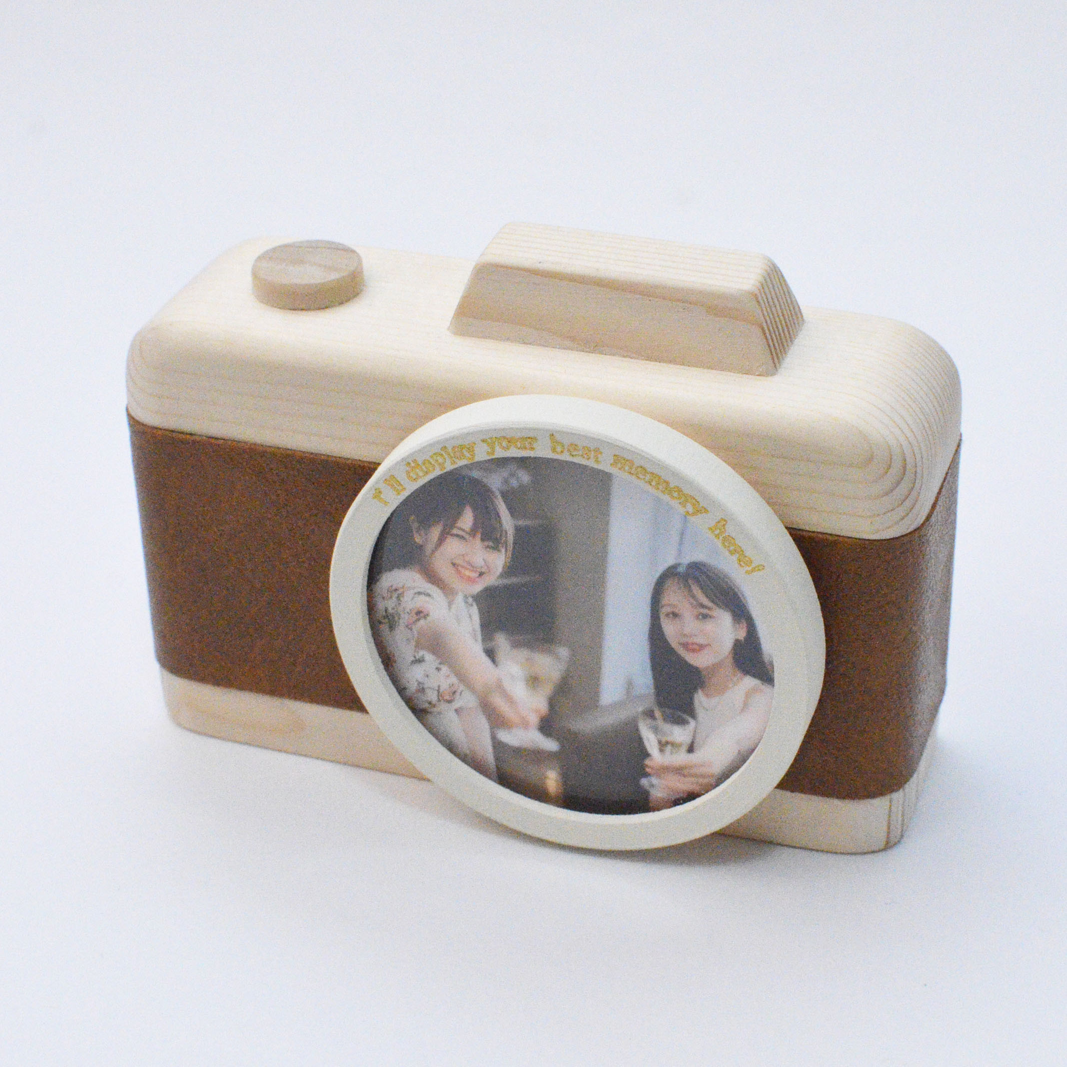 冬限定2025 キャメルフェイクレザーとオフホワイトフレームが映えるカメラ型フォトフレーム