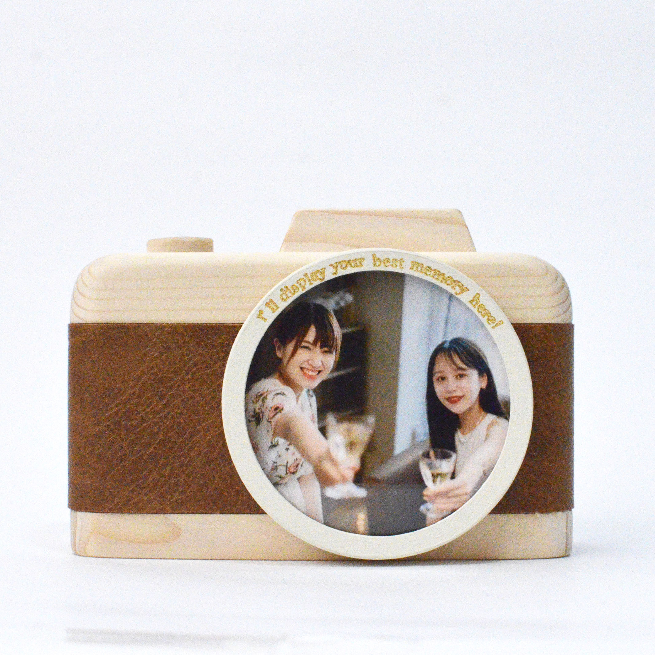 冬限定2025 キャメルフェイクレザーとオフホワイトフレームが映えるカメラ型フォトフレーム