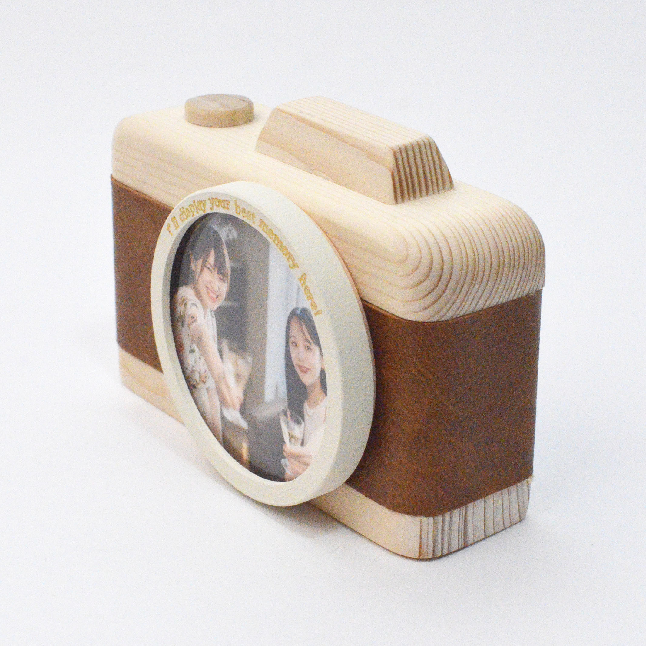 冬限定2025 キャメルフェイクレザーとオフホワイトフレームが映えるカメラ型フォトフレーム