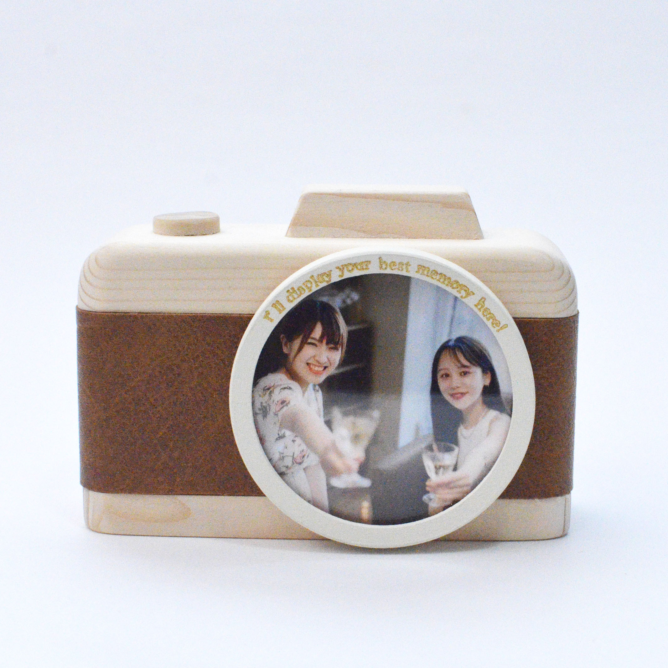 冬限定2025 キャメルフェイクレザーとオフホワイトフレームが映えるカメラ型フォトフレーム