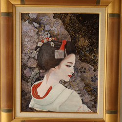 朧「おぼろ」 アクリル画・舞妓・ 原画 ※防カビ処理済 絵画 風