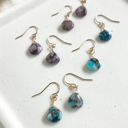 ★お求めやすく価格改定★ ☆ ピアス 一粒ピアス コッパー アパタイト アマゾナイト ピアス