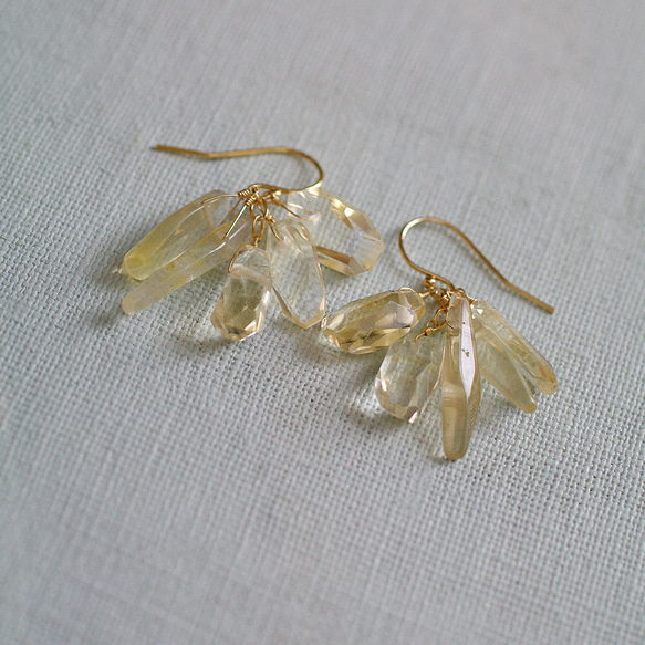 fusa : Citrine &amp; YellowQuartz _s (earring) 黃水晶和黃石英耳環 第7張的照片