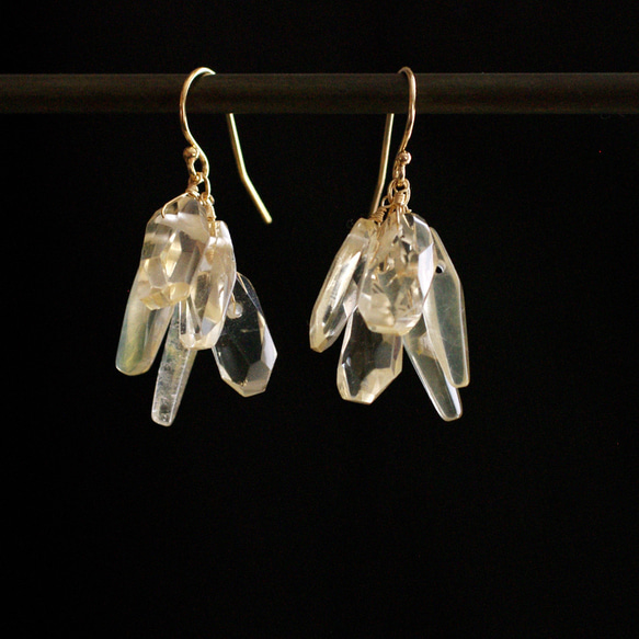 fusa : Citrine & YellowQuartz _s（earring） シトリンとイエロークォーツの耳飾り 2枚目の画像