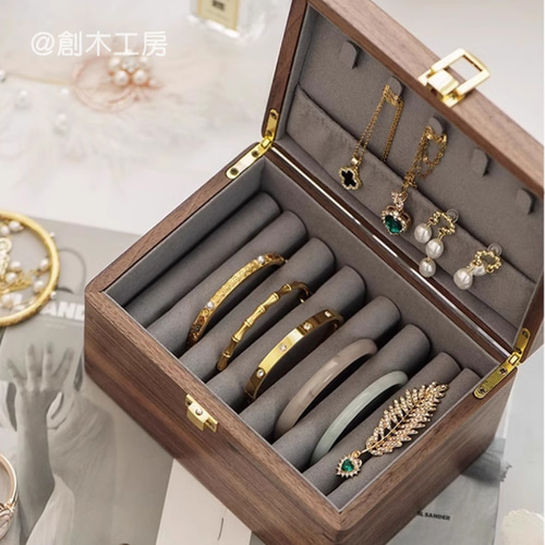 木製 フリーサイズ 生地取り外し可能 アクセサリーケース ジュエリー