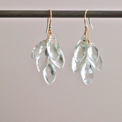 fusa : Leaf / green Amethyst（earring） 葉が重なった耳飾り 2枚目の画像