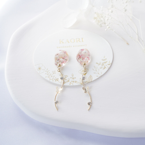 さくらピアス 春 パール ゆらゆら レース