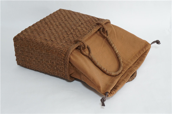 山葡萄　籠　カゴ　かごバック　やまぶどう 細ひご 中布と内ポケット付き 