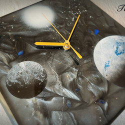 もう一つ地球 宇宙 レジン 壁掛け時計 (宇宙 / 星 / 惑星 / 地球 / スプレーアート )　【1点もの】 8枚目の画像