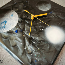 もう一つ地球 宇宙 レジン 壁掛け時計 (宇宙 / 星 / 惑星 / 地球 / スプレーアート )　【1点もの】 7枚目の画像