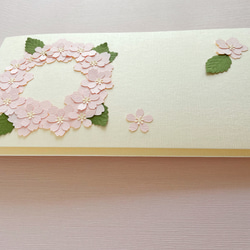 【再販】《縦長タイプ》八重桜リースの寄せ書きカード・メッセージカード・封筒付 / 春・送別・卒業 4枚目の画像