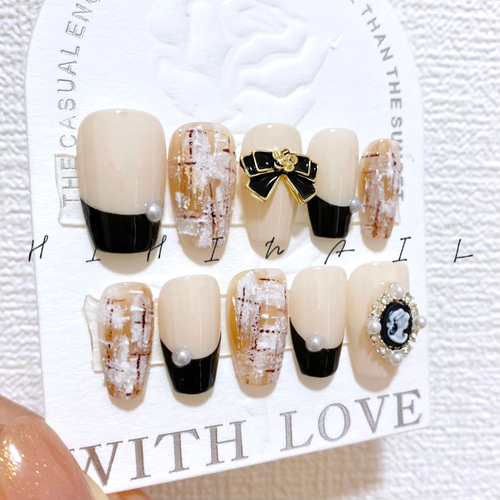 ネイルチップ/つけ爪/ワンホンネイル/韓国ネイル/ブラック 春夏秋冬