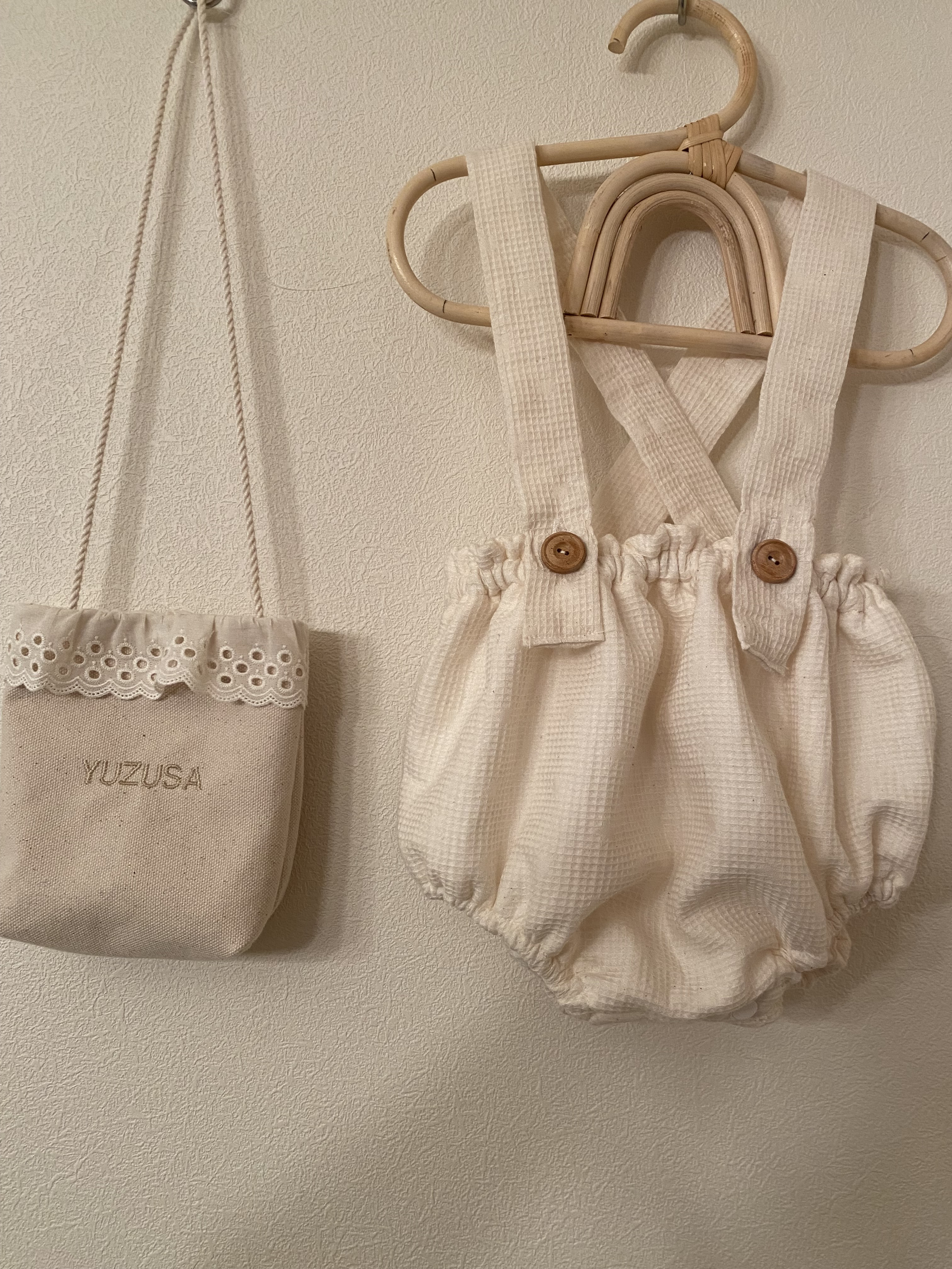 ケダマくん ショルダーバッグ 葉っぱポーチ付き ハンドメイド