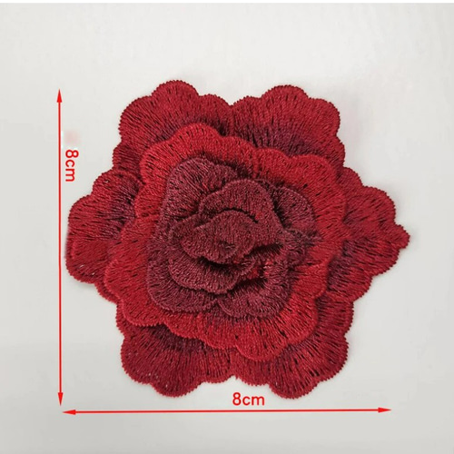 豪華薔薇立体モチーフ 8cm*8cm レッド レース noppy1 通販