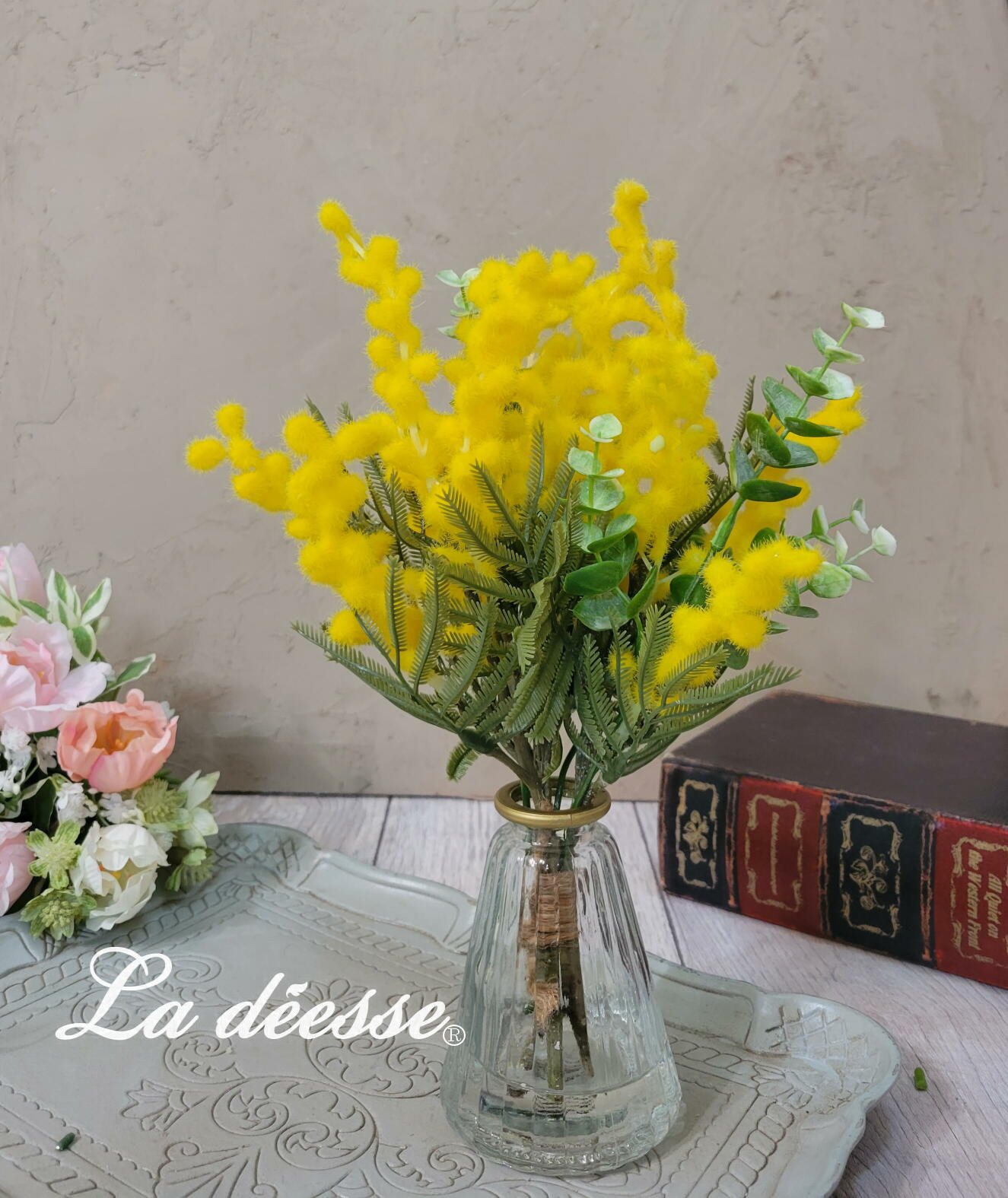 【Creema限定】感謝を伝えるミモザアレンジ　ずっと綺麗に咲いている♪