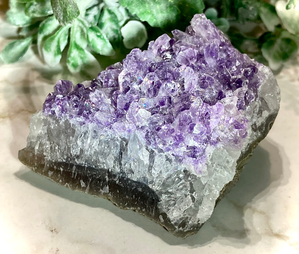 愛の守護石♡】虹入り アメジスト 紫水晶 クラスター 原石 ラフ
