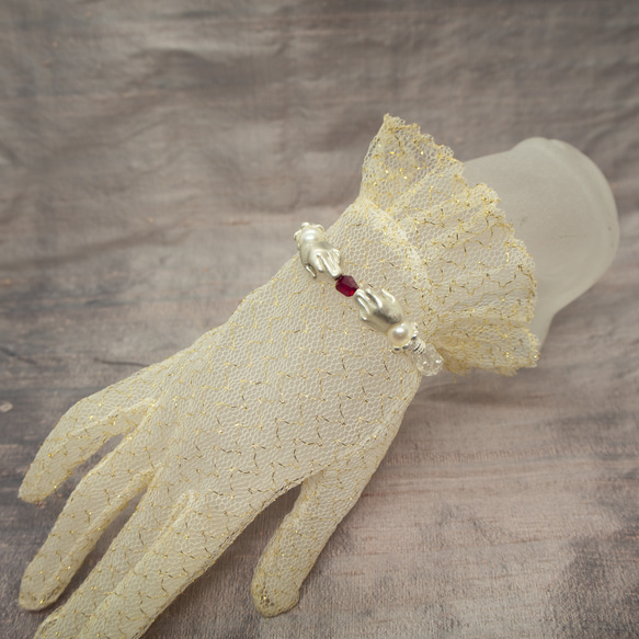 人形たちの花園ブレスレット　ルビー　silver925 5枚目の画像