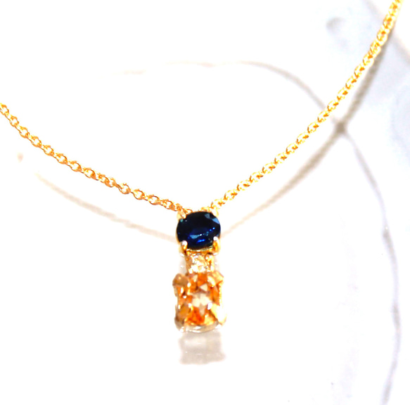 うさ　様　専用☆- aki no ishi - Spphire & Diamond & Citrine Necklace 2枚目の画像