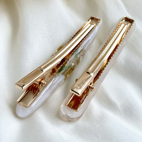 ☆*:.。. ヘアクリップ ♡ ミモザ .。.:*☆ ミモザアクセサリー｜ヘアクリップ｜6cm｜ホワイトカラーset ヘア