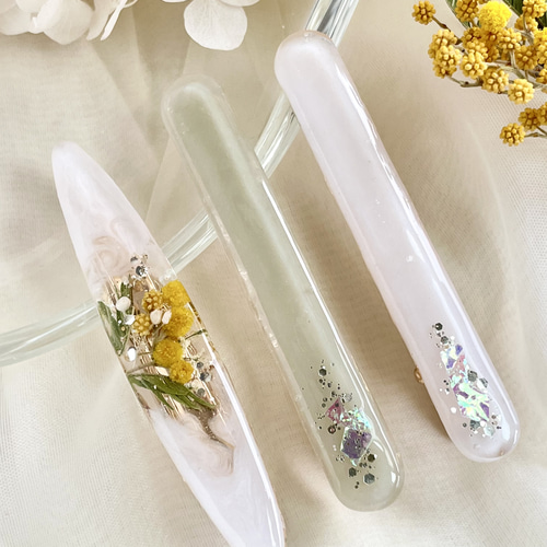 ☆*:.。. ヘアクリップ ♡ ミモザ .。.:*☆ ミモザアクセサリー｜ヘアクリップ｜6cm｜ホワイトカラーset ヘア