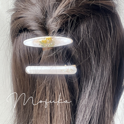 ミモザアクセサリー｜ヘアクリップ｜6cm｜ホワイトカラーset ヘア