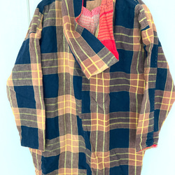 古布布団リメイクフード付コート　スプリングコート 3枚目の画像