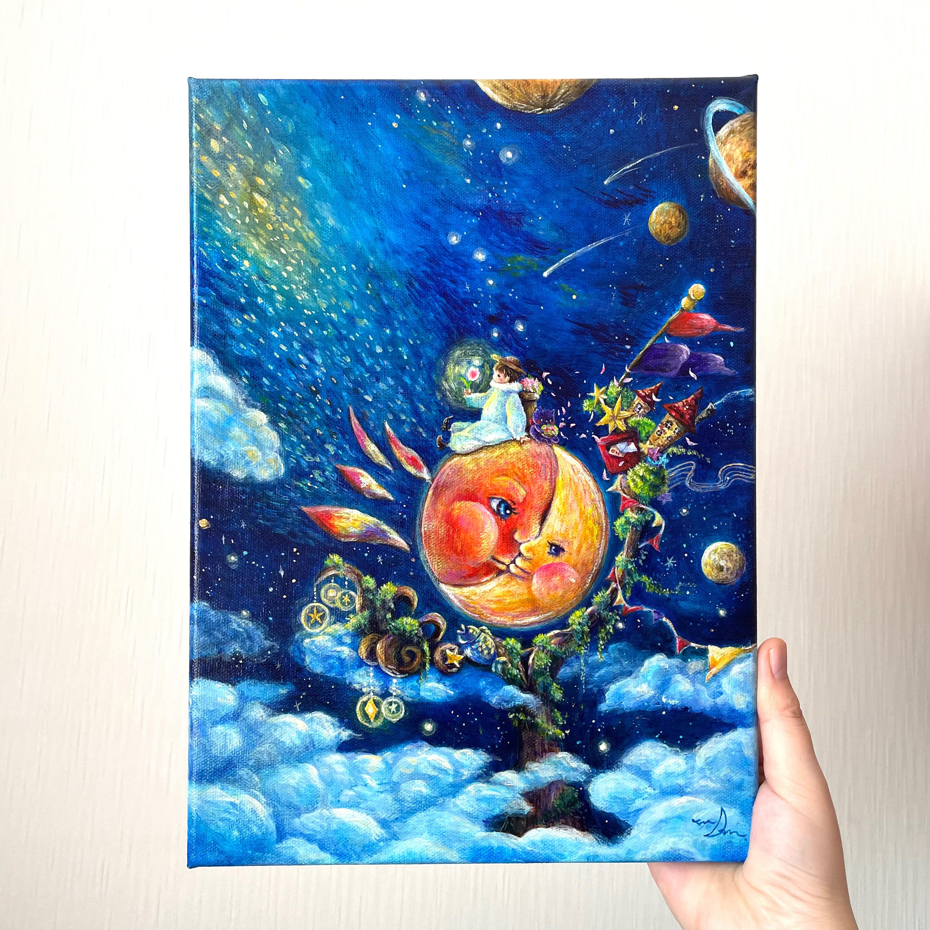 夜空　アクリル画　原画