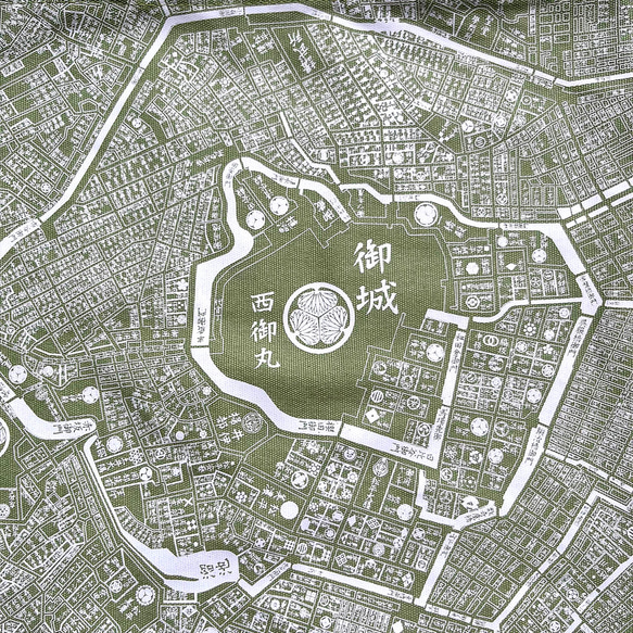 江戸東京トートマップ（片面が現在の地図柄、もう片面が幕末古地図柄）抹茶グリーン 3枚目の画像