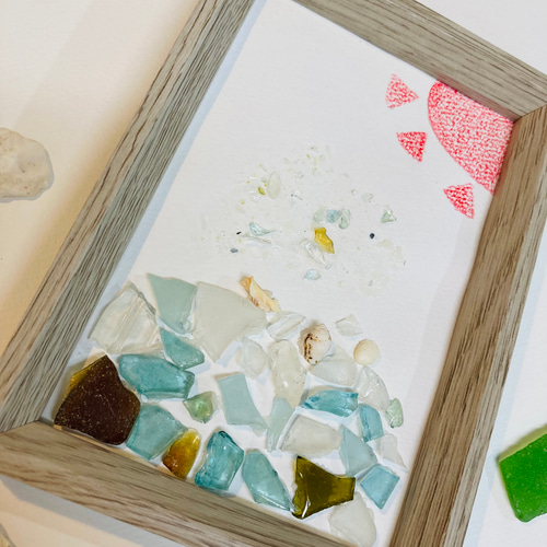 シーグラスアート(写真立て付き) フォトフレーム・写真立て しふぉん