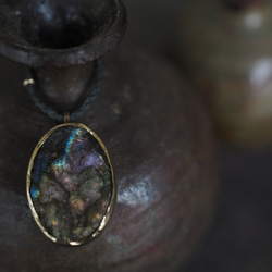 labradorite brass necklace (higasa) 5枚目の画像