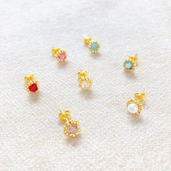 プチピアス♡アクアマリン　ノンホールピアス　サージカルステンレス 6枚目の画像