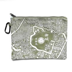 Edo Tokyo Tote Map Flat Pouch (一面是現在的地圖圖案，另一面是幕末舊地圖圖案) 抹茶綠 第1張的照片