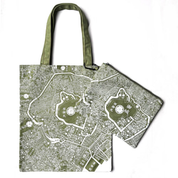 Edo Tokyo Tote Map Flat Pouch (一面是現在的地圖圖案，另一面是幕末舊地圖圖案) 抹茶綠 第6張的照片