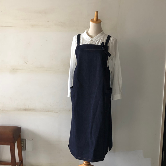 エプロンワンピース　岡山デニム　cotton100% 5枚目の画像