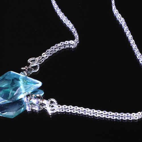 バイカラー】天然フローライト 透明なグリーンブルー S925 [刻印有