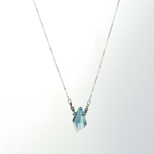 バイカラー】天然フローライト 透明なグリーンブルー S925 [刻印有