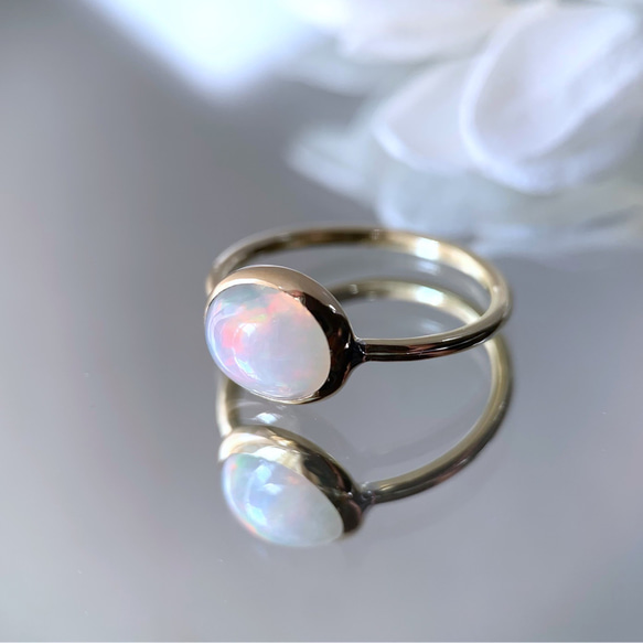 【受注制作】エチオピア産　オパール　リング　（真鍮・silver） 2枚目の画像
