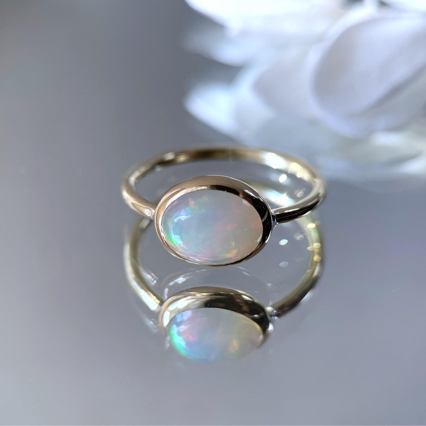 【受注制作】エチオピア産　オパール　リング　（真鍮・silver）