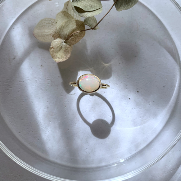 【受注制作】エチオピア産　オパール　リング　（真鍮・silver） 5枚目の画像
